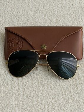 Ray-Ban Aviator RB3025 Polarized 58mm Gold Black Lenses Made in Italy